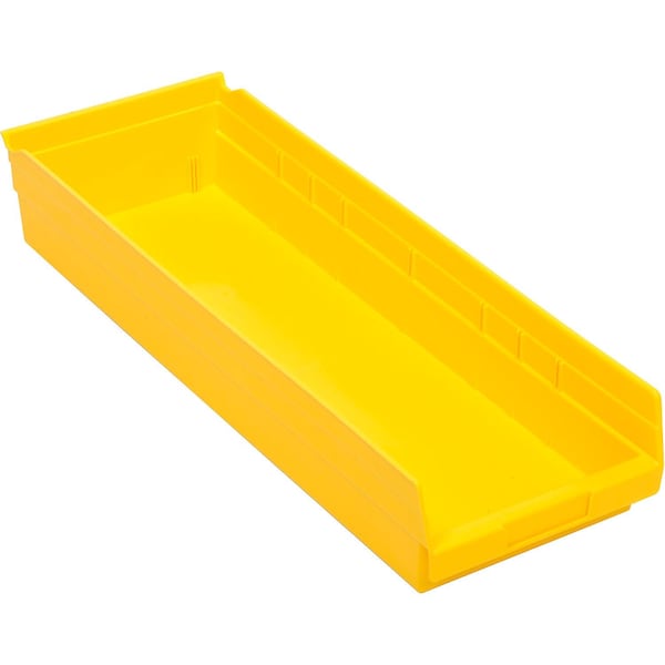Shelf Storage Bin, Polypropylene, Yellow, 4 in H, 8-3/8 in W